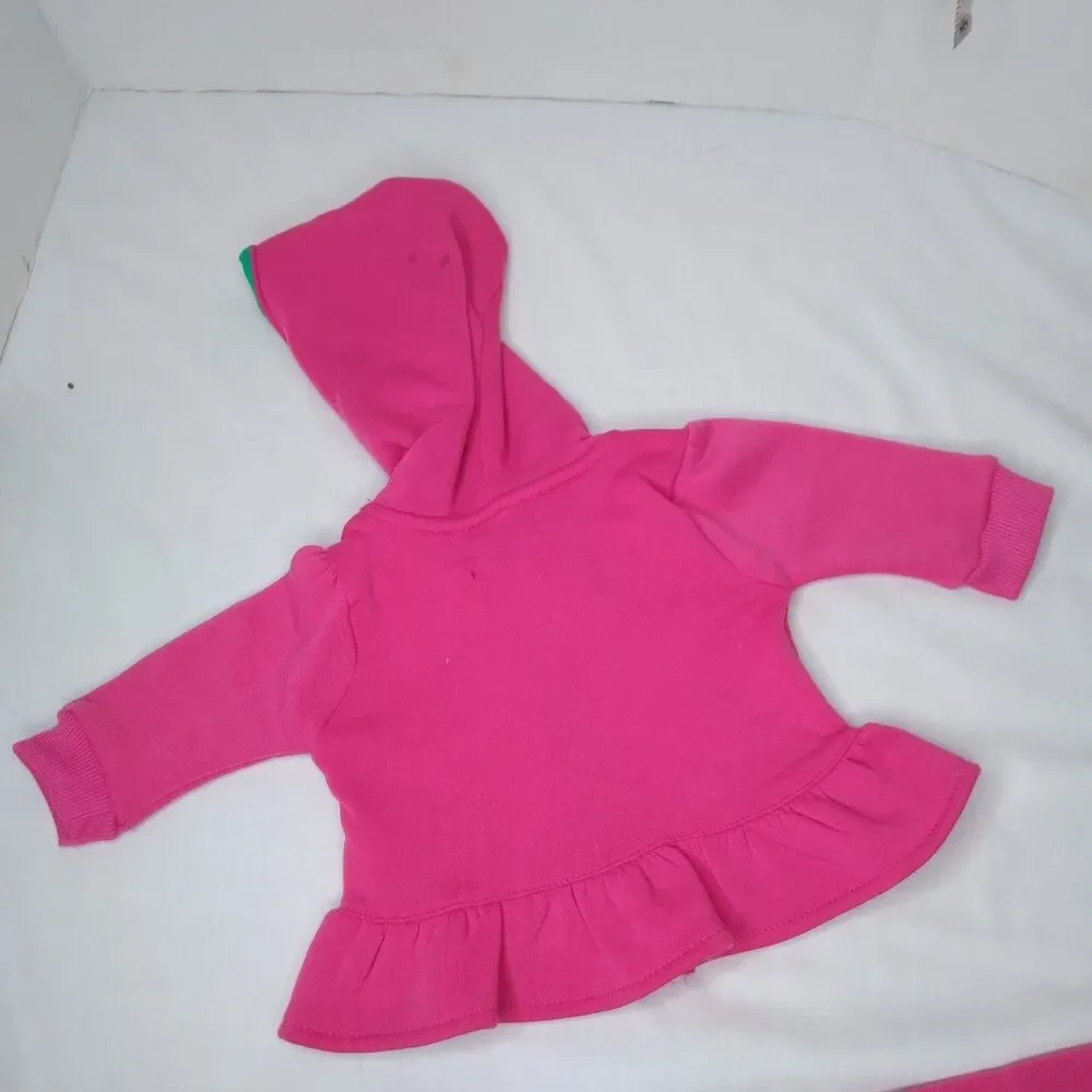 US Polo Baby Sweatsuit Sz 3 6m Hoodie Jacket Outfit Pants Skirted Pink Warm Snow